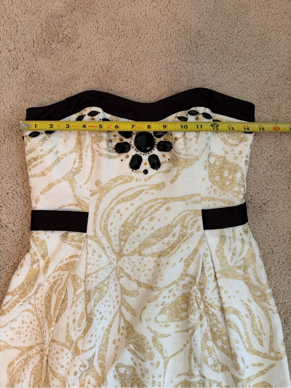 Lilly Pulitzer Christine Sneak A Peak Beaded Strapless Dress Sz 2 Gold Black Min - Picture 13 of 13